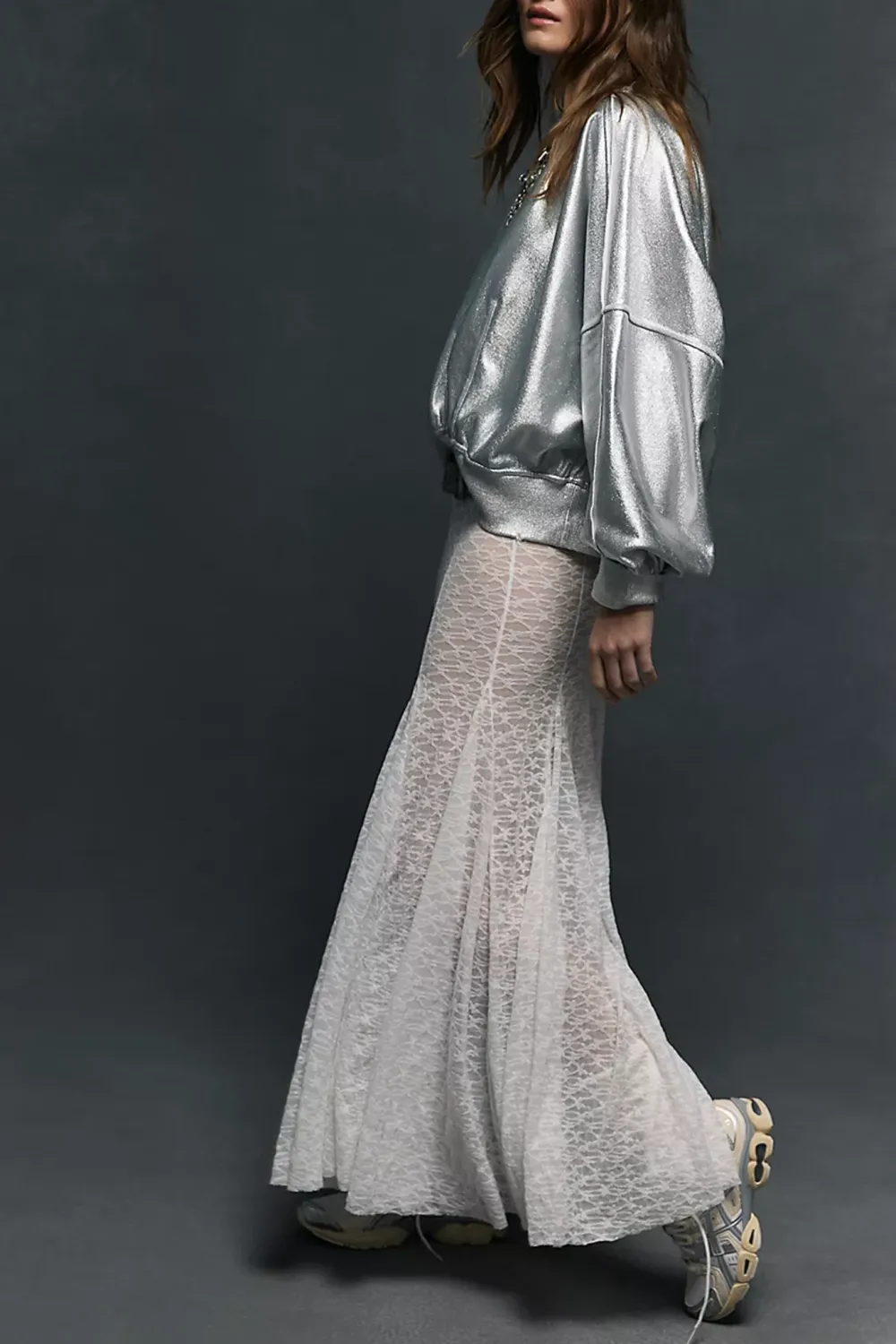 Lace Trimmed Maxi Skirt