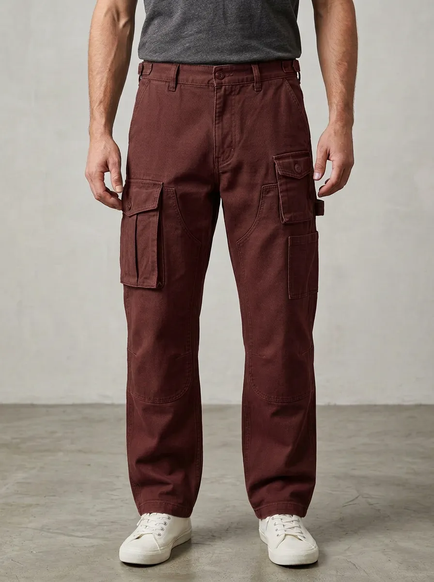 Men's Relaxed Canvas Tactical Pocket Cargo Pants