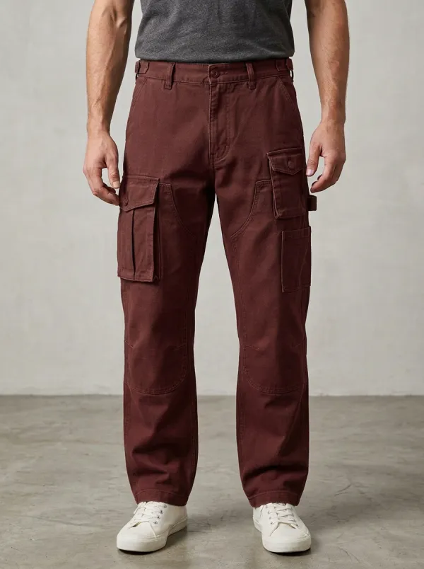 Men's Relaxed Canvas Tactical Pocket Cargo Pants