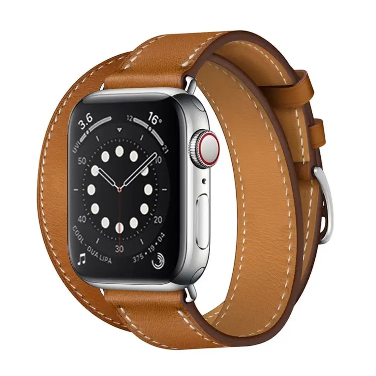 Leather Double-Loop Watch Band for Watch 3 / 2 / 1 Generation 42 mm - Brown