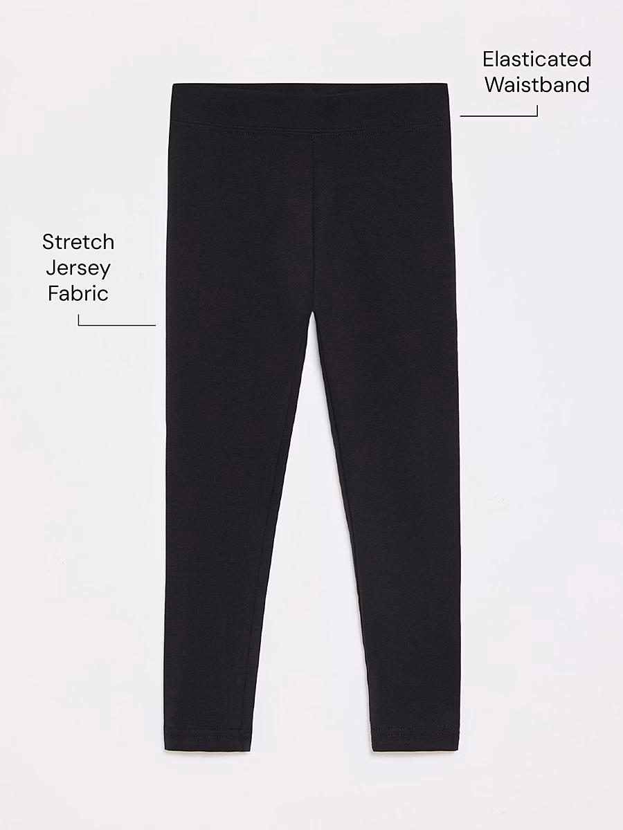 Black Cotton Rich Girls School Leggings 2 Pack detail 1