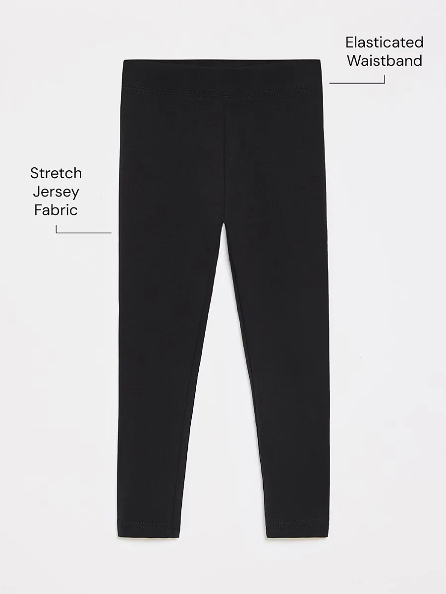 Black Cotton Rich Girls School Leggings 2 Pack