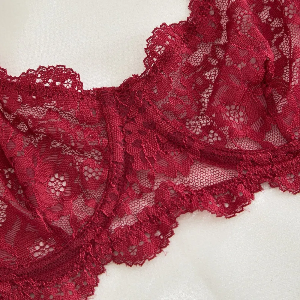 Sheer Lace Suspender Bra And Panty Set