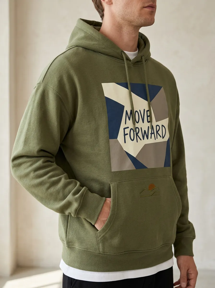 Men's Geometric Landscape Print Pullover Hoodie