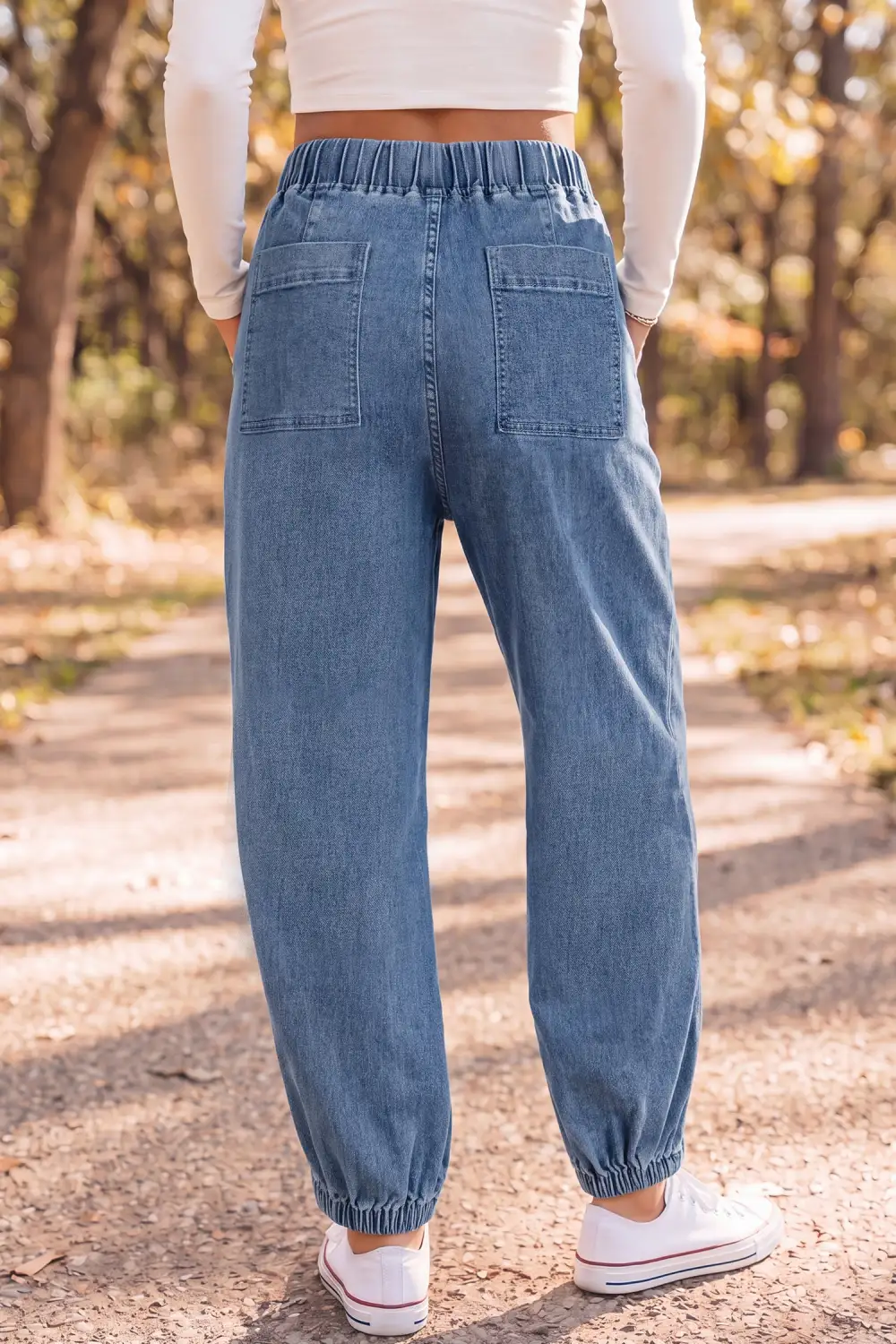 Women's Elastic Waist Harem Ankle Length Jeans