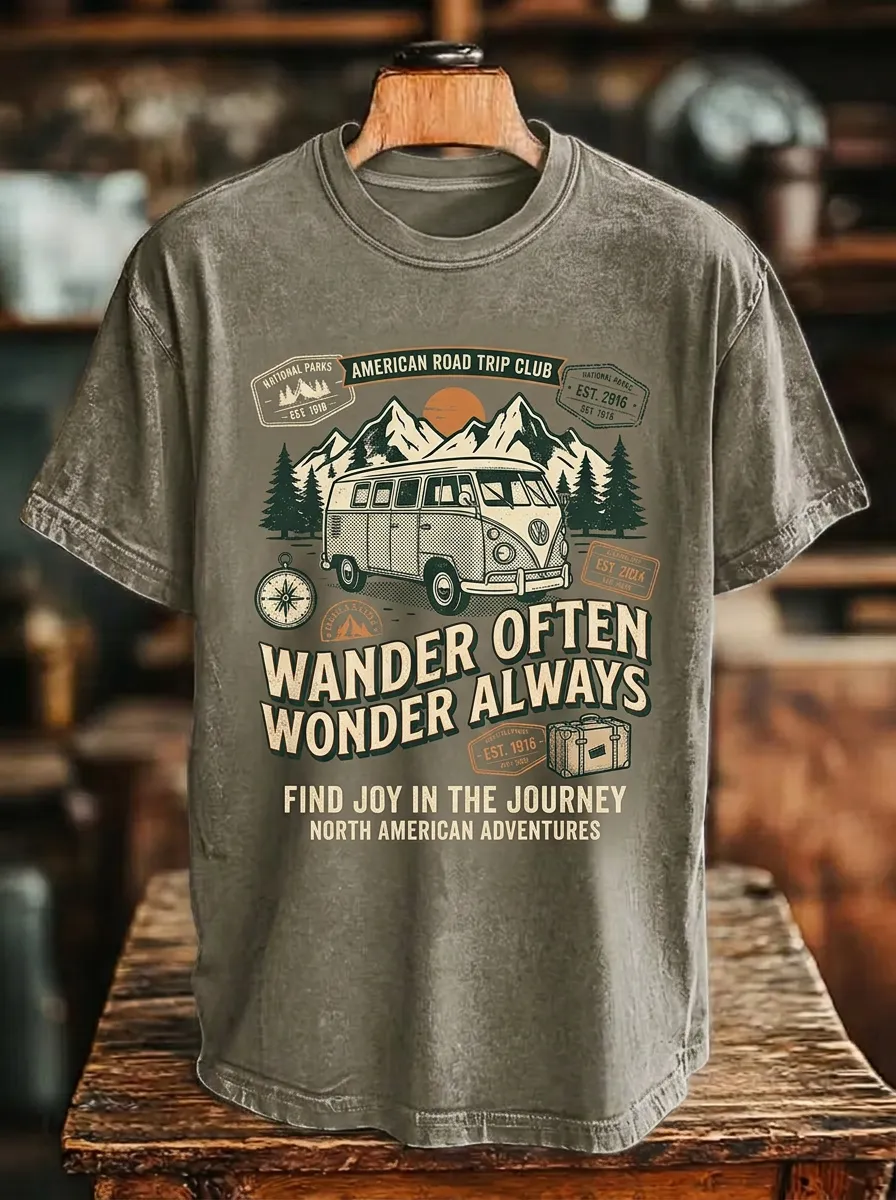 Unisex American Road Trip Camper Van Printed T-shirt