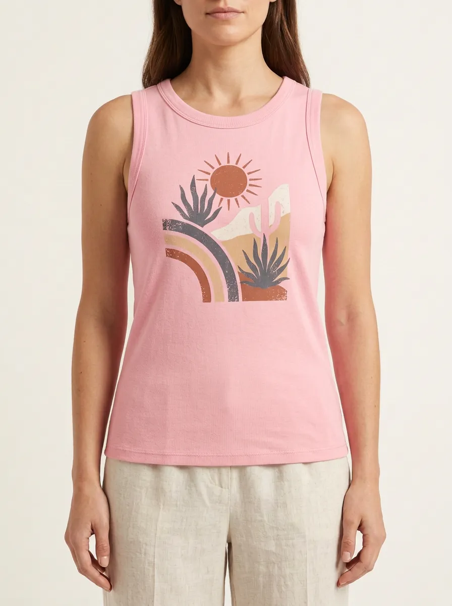 Cactus Sun Rainbow Built-In Bra Tank Top