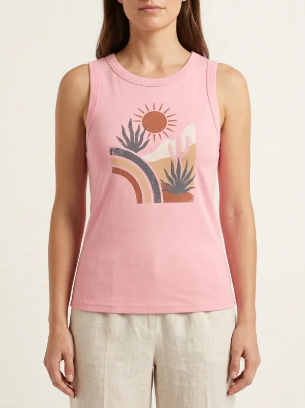 Cactus Sun Rainbow Built-In Bra Tank Top