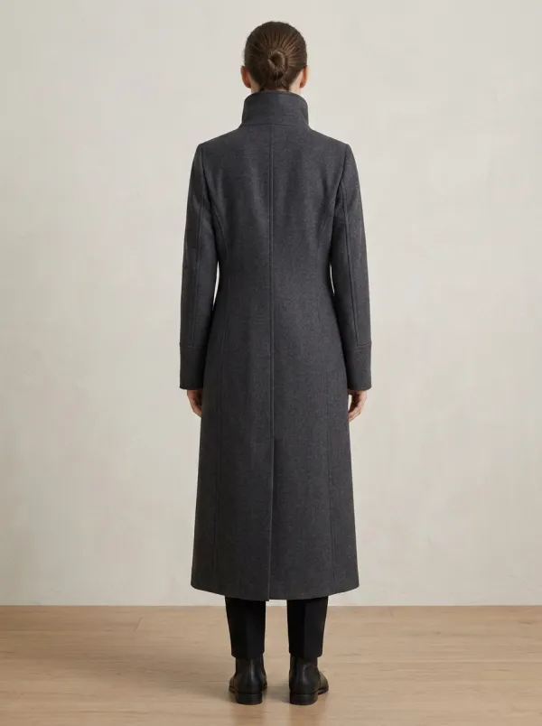 Elegant Funnel-Neck Wool Coat