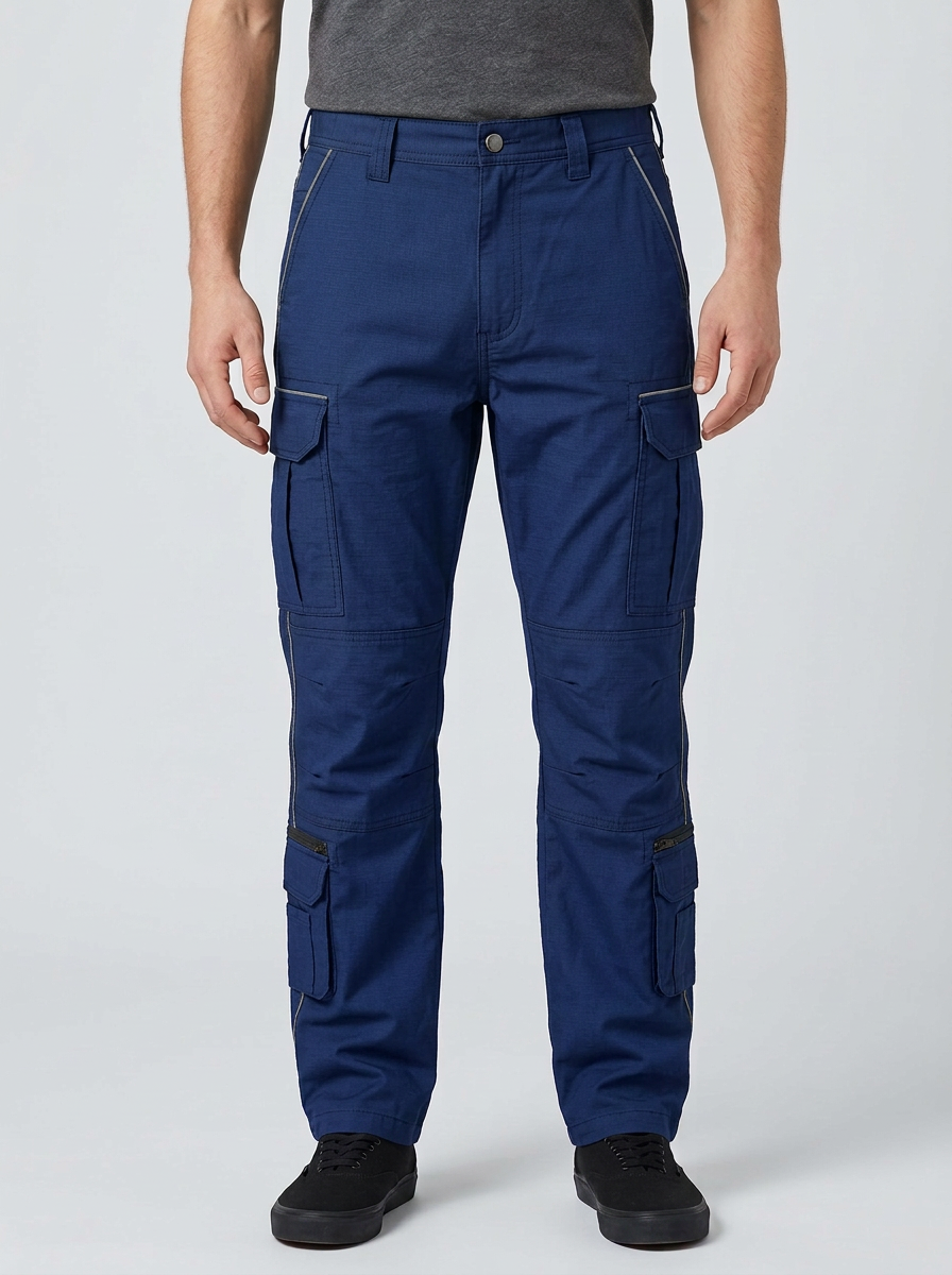 Unisex Multi-Pocket Reflective Trim Tactical Work Pants