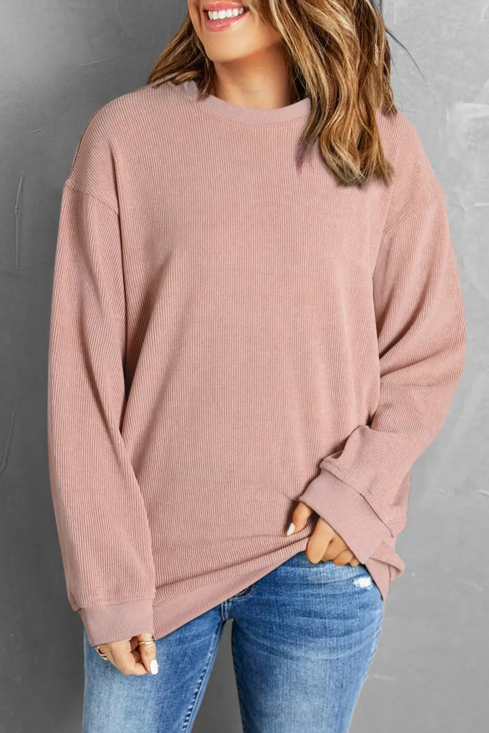 Ribbed Crewneck Sweatshirt