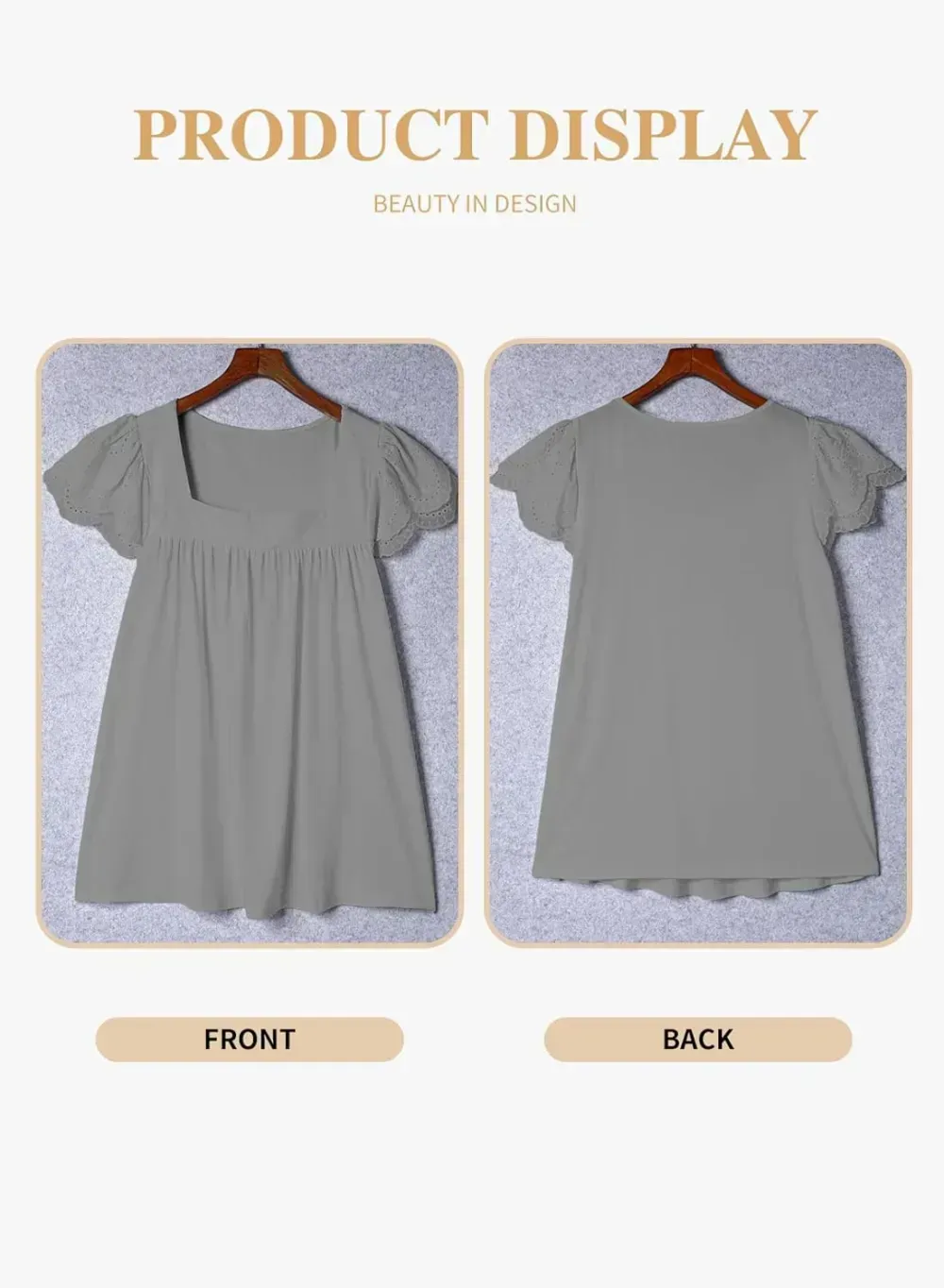 Eytino Womens Plus Size Tops Ruffle Short Sleeve Square Neck Summer Loose Casual Tee Shirts(1X-5X)