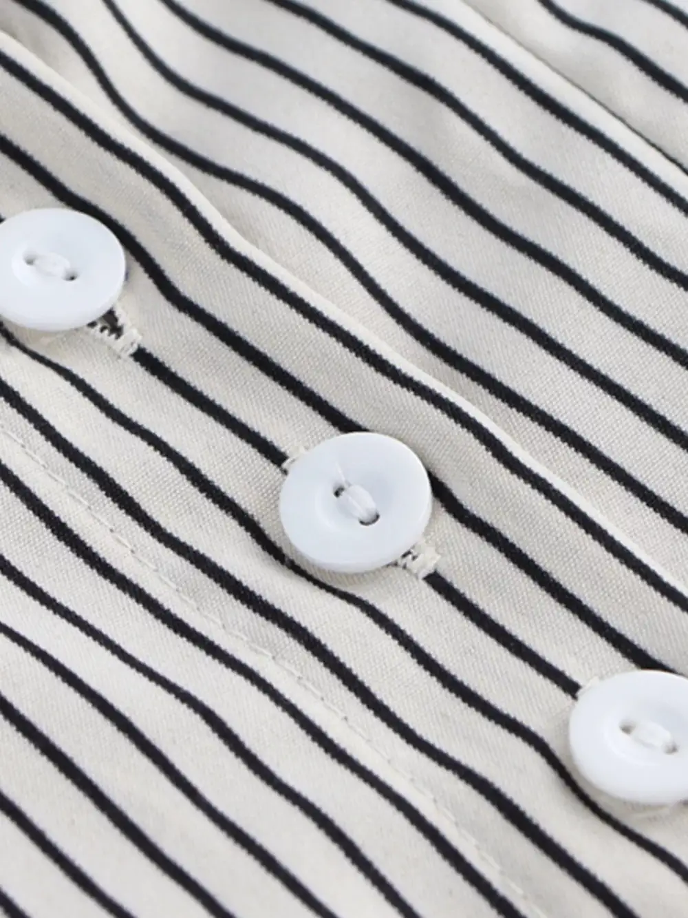 Cinched-Waist Striped Buttoned Shirt