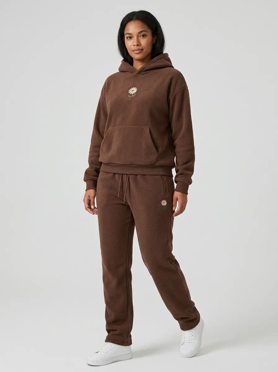 Women's Embroidered Daisy Hoodie And Jogger Set