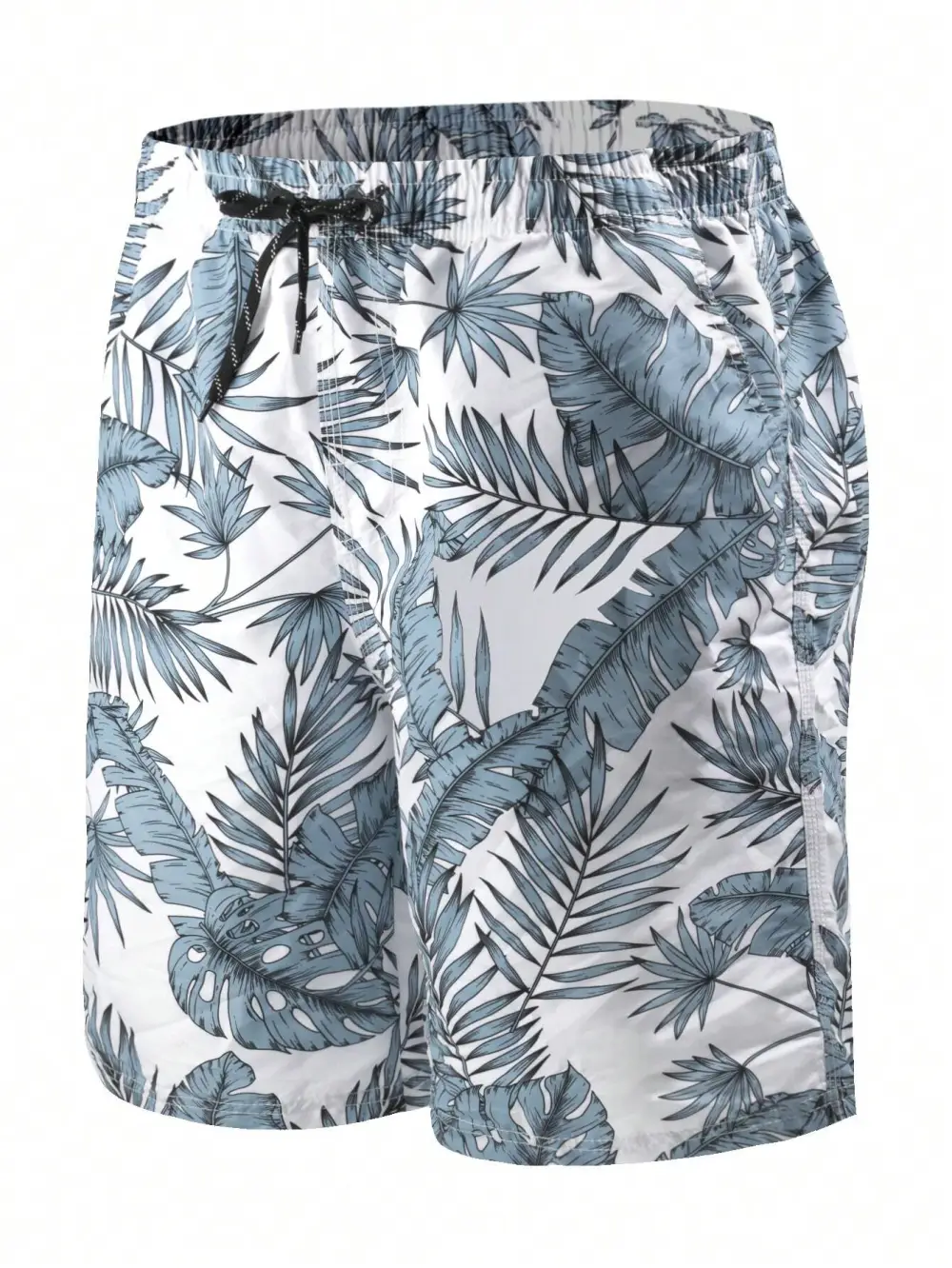Men's Tropical Allover Print Drawstring Beach Shorts