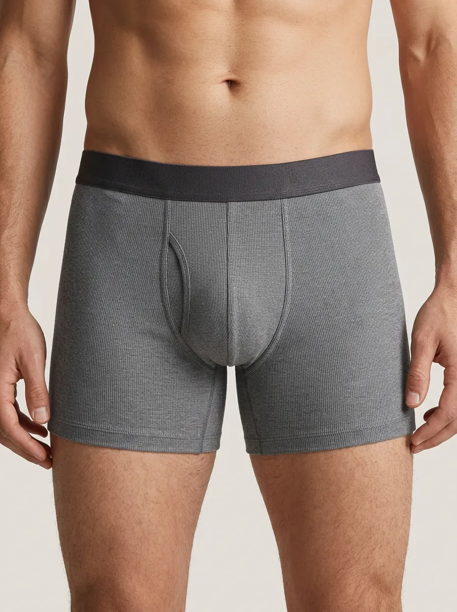 Men's Casual Ribbed Cotton Boxer Briefs