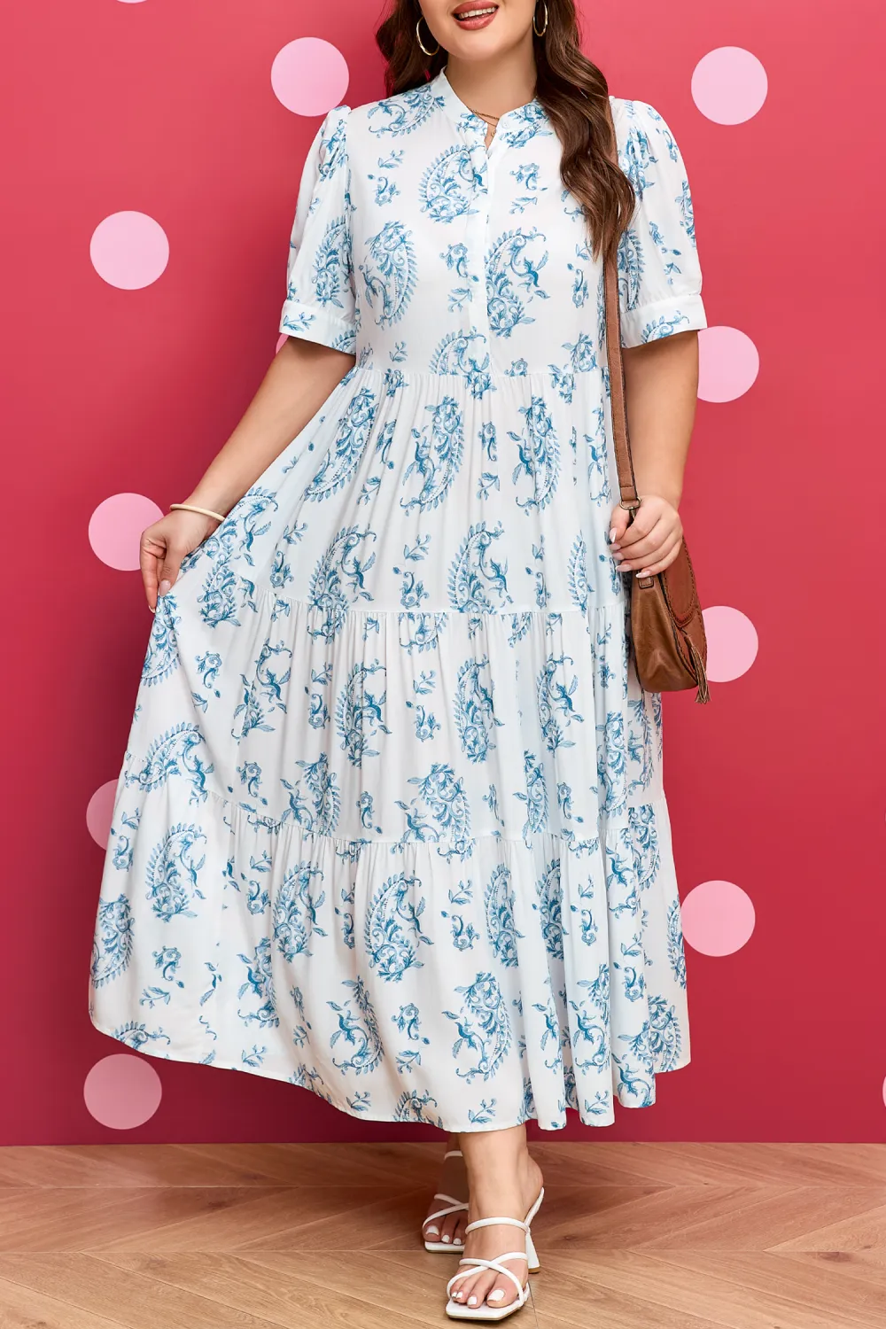 Blue Floral Plus Size Maxi Dress