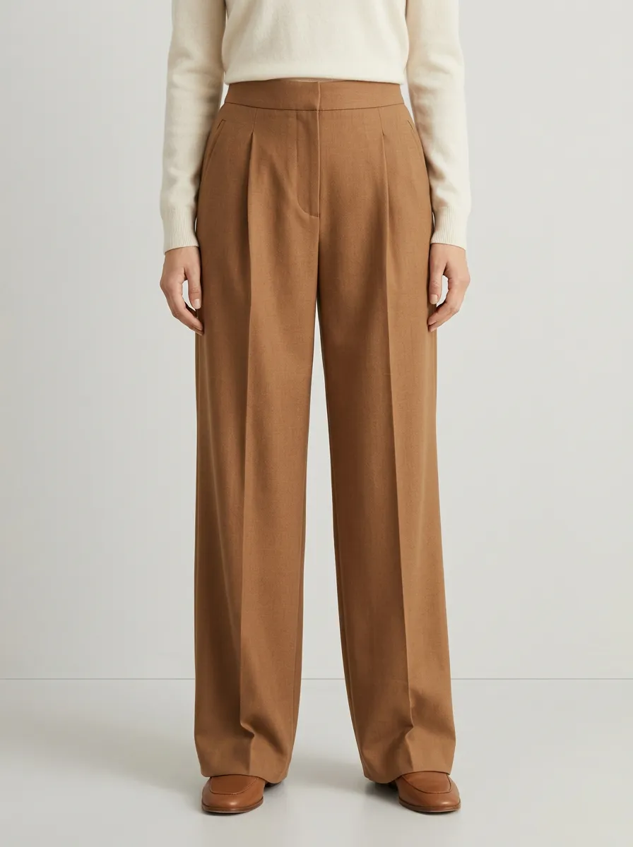 Refined Detail Pleated Wide-Leg Trousers