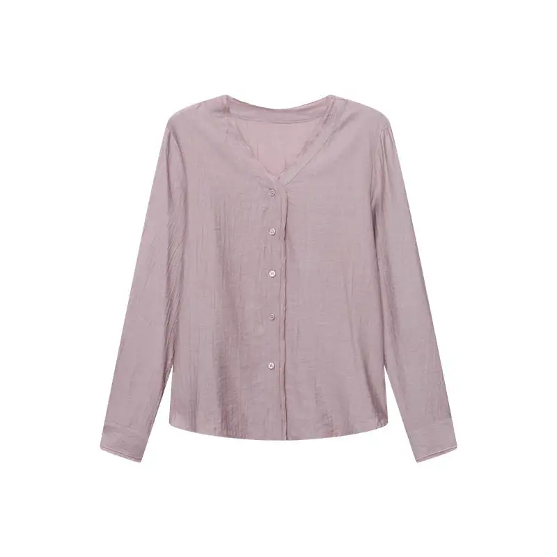 Comfort Double Layer Lace V Neck Loose Textured Shirt