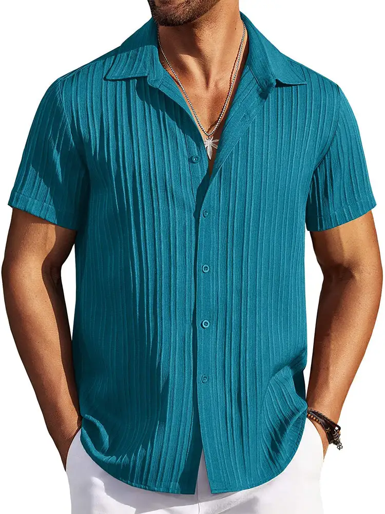 Clean Placket Textured Woven Shirt