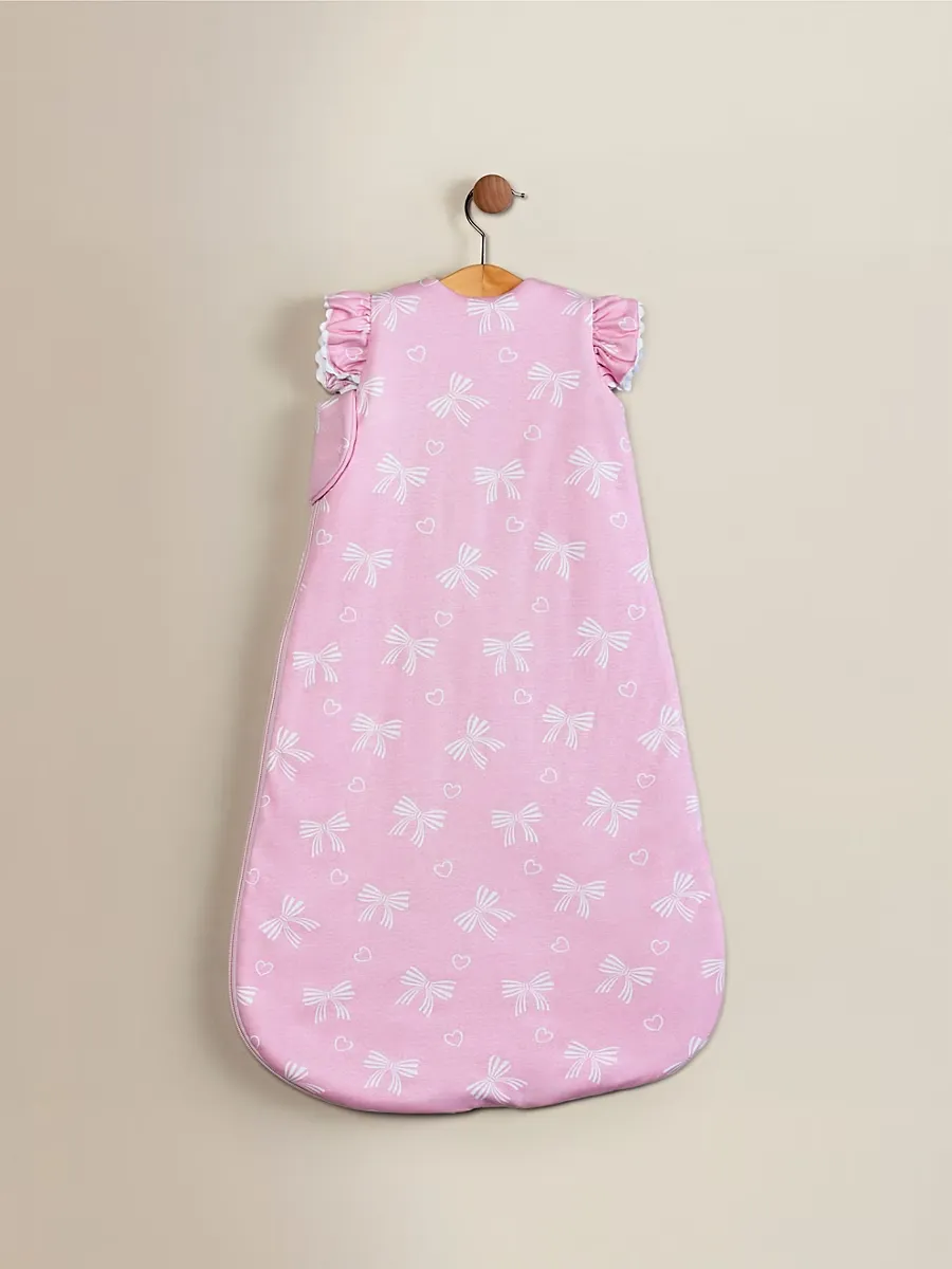 Pink Bows Jersey Cotton Sleeping Bag - 1 Tog