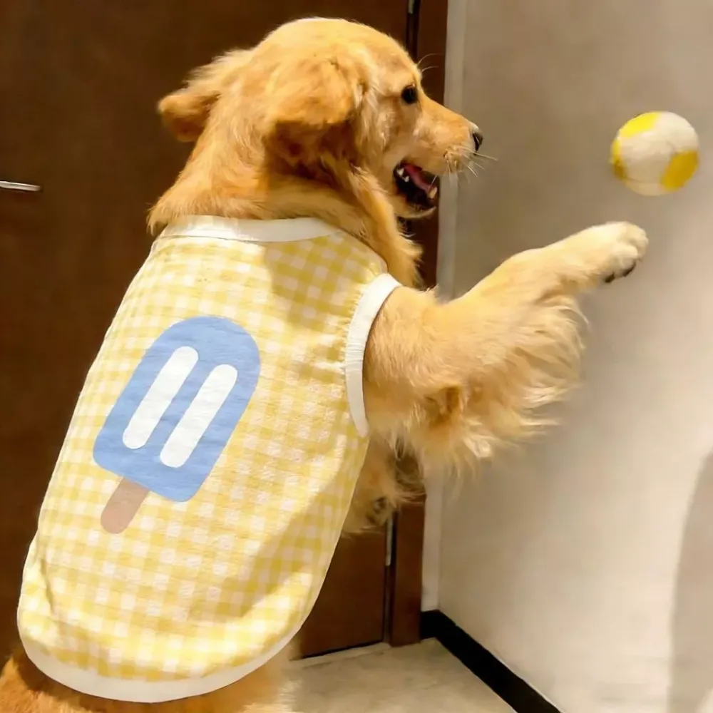 Pet Vest Big Dog T-shirt Vest Puppy Costumes Casual Pet Yellow Blue Clothe