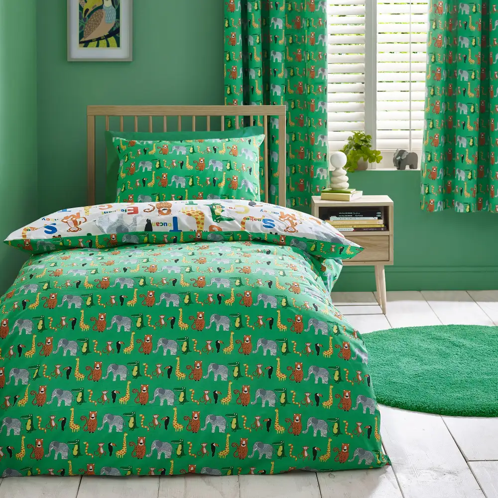 Modern Bedroom Reversible Animal Cotton Duvet Cover Set
