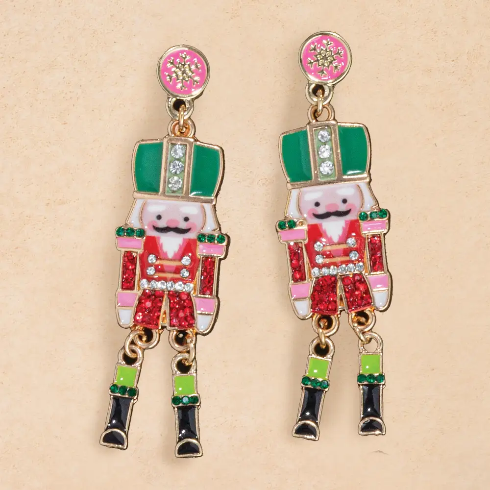 Enamel Snowflake Drop Earrings