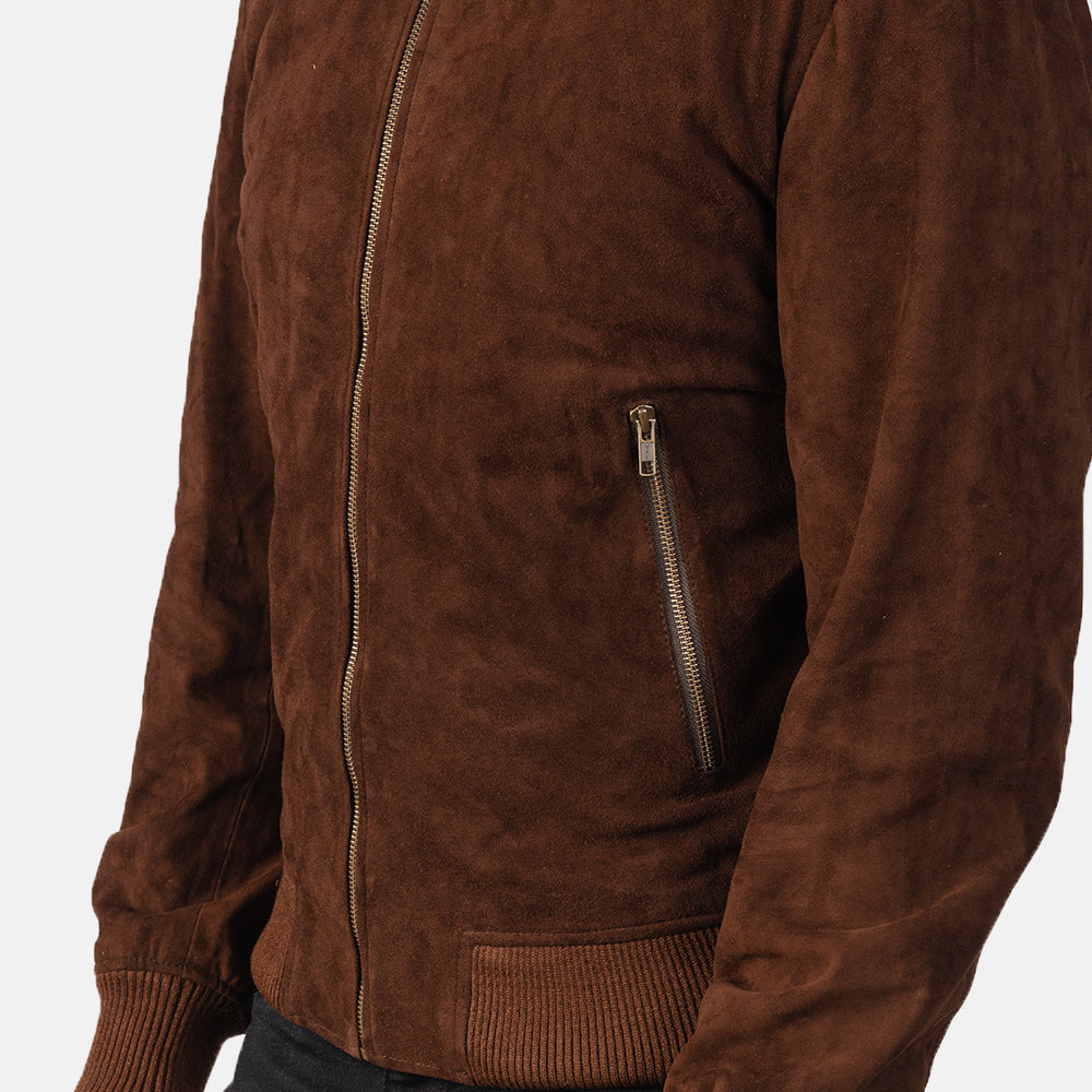 Men's Textured Bomber Suede Jacket