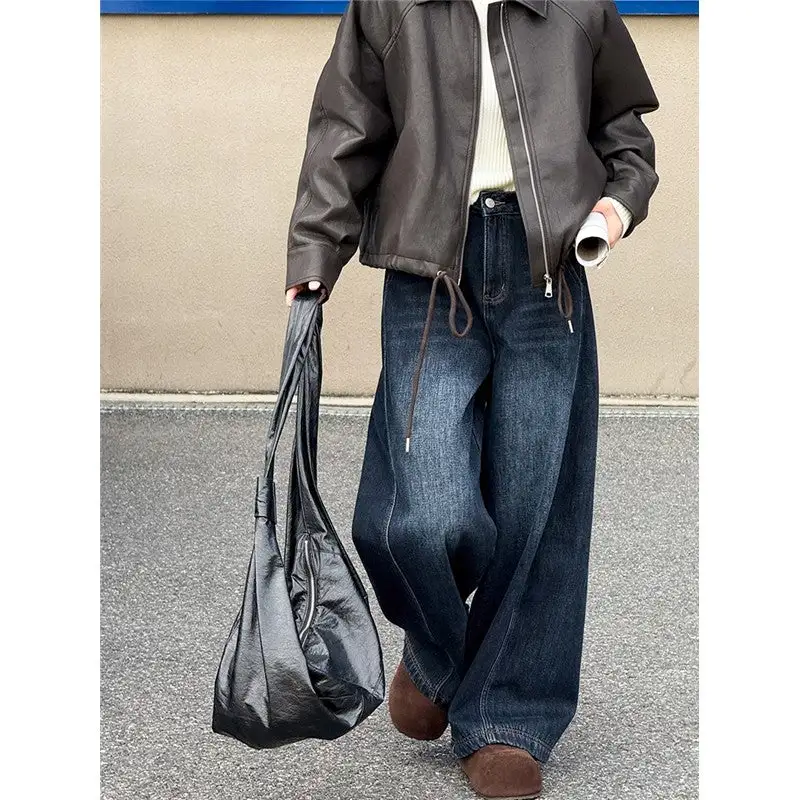 Contemporary Fleece Lined Thick Casual Slightly Curved Jeans