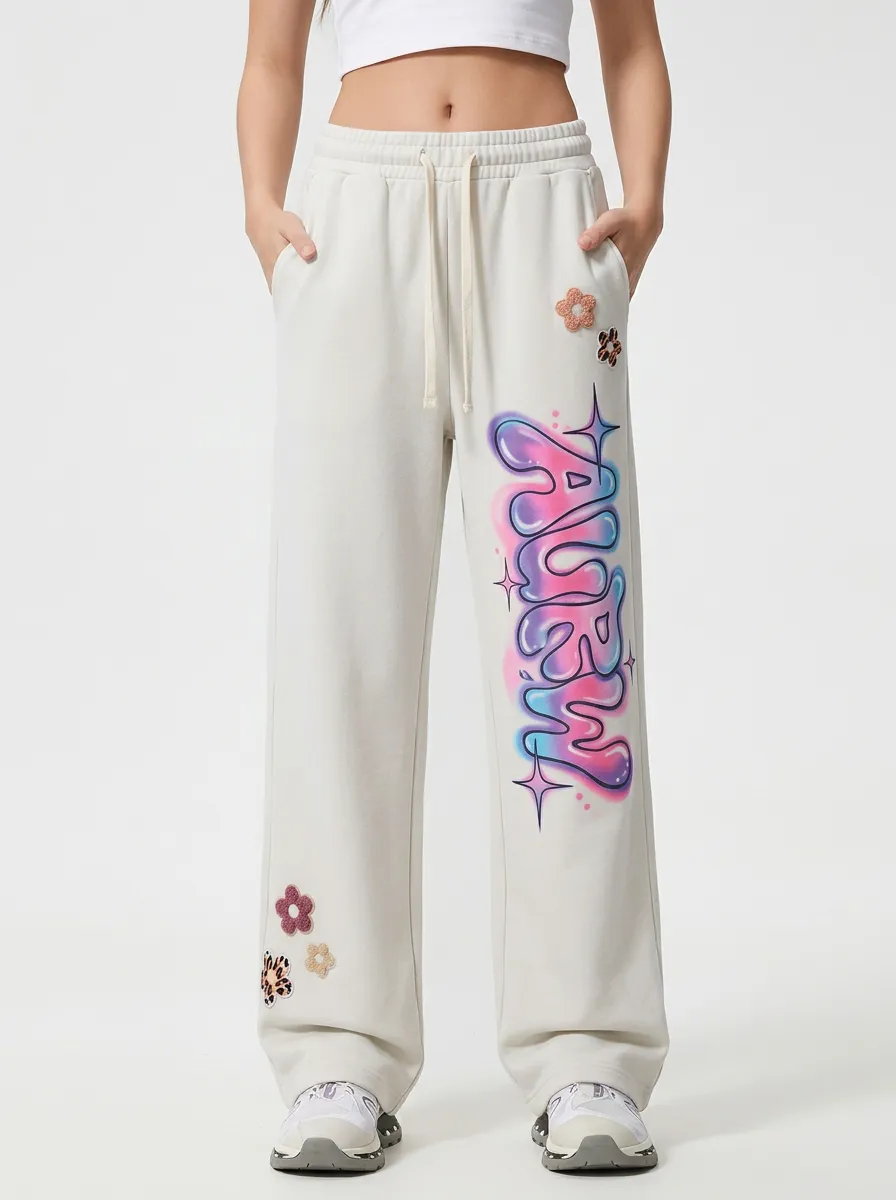 Unisex Contemporary Streetwear Graffiti Floral Sweatpants