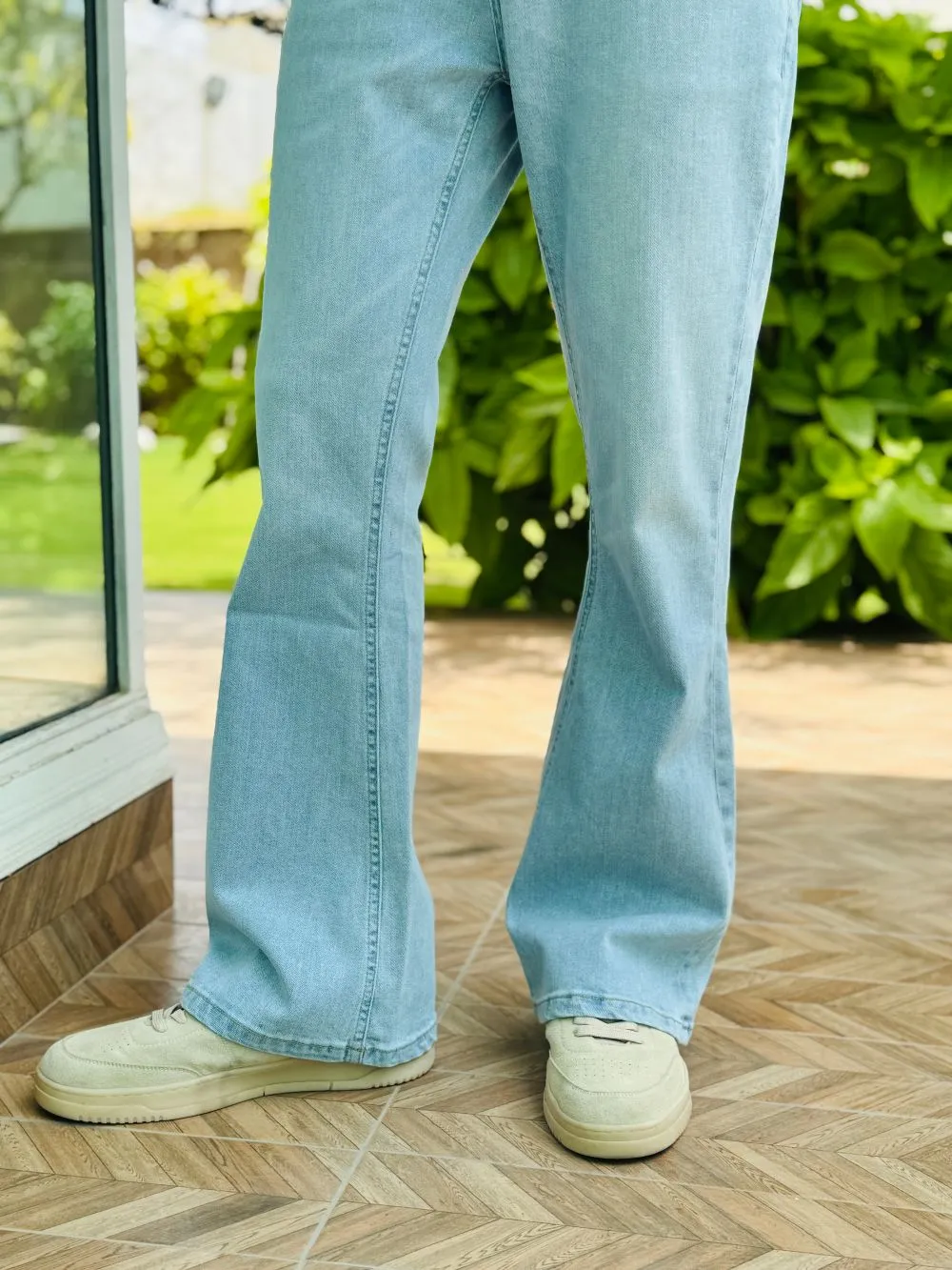 Mid-Rise Distressed Bootcut Jeans