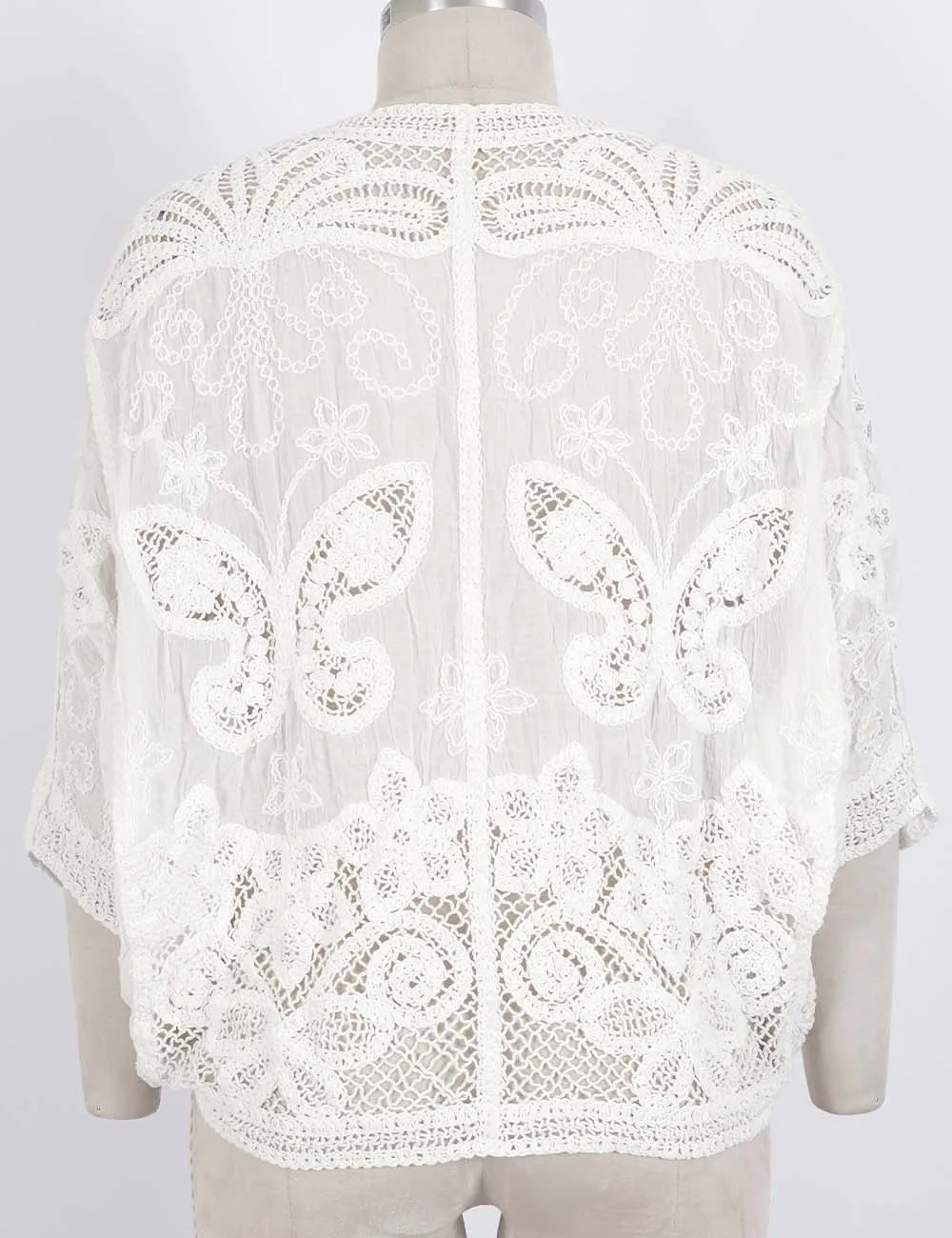 Crochet Embroidered Sleeves Cardigan