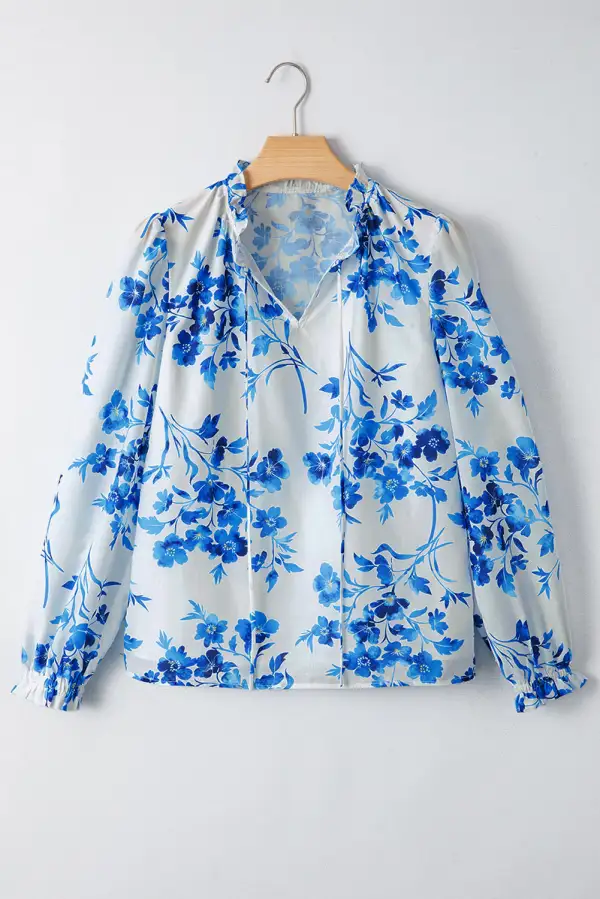 Women's Lace V Neck Long Sleeve Top
