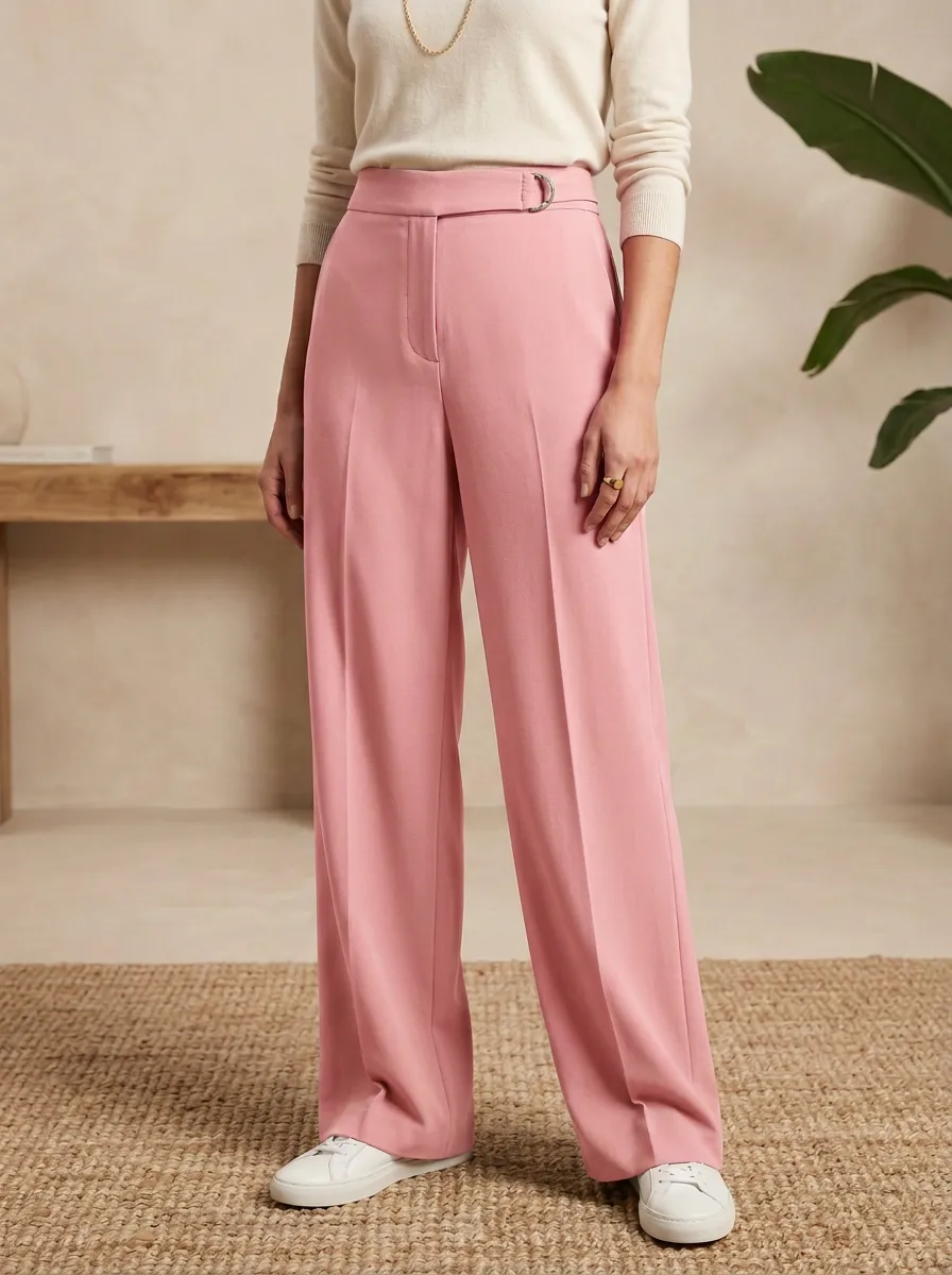 Tailored Relaxed Draped Women's Wide-Leg Trousers