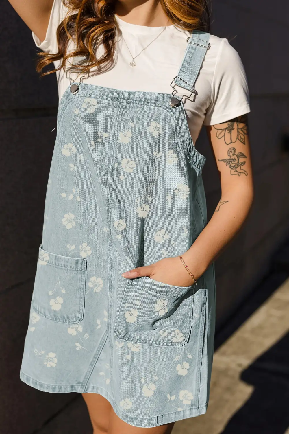 Women's Floral Print Denim Mini Dress
