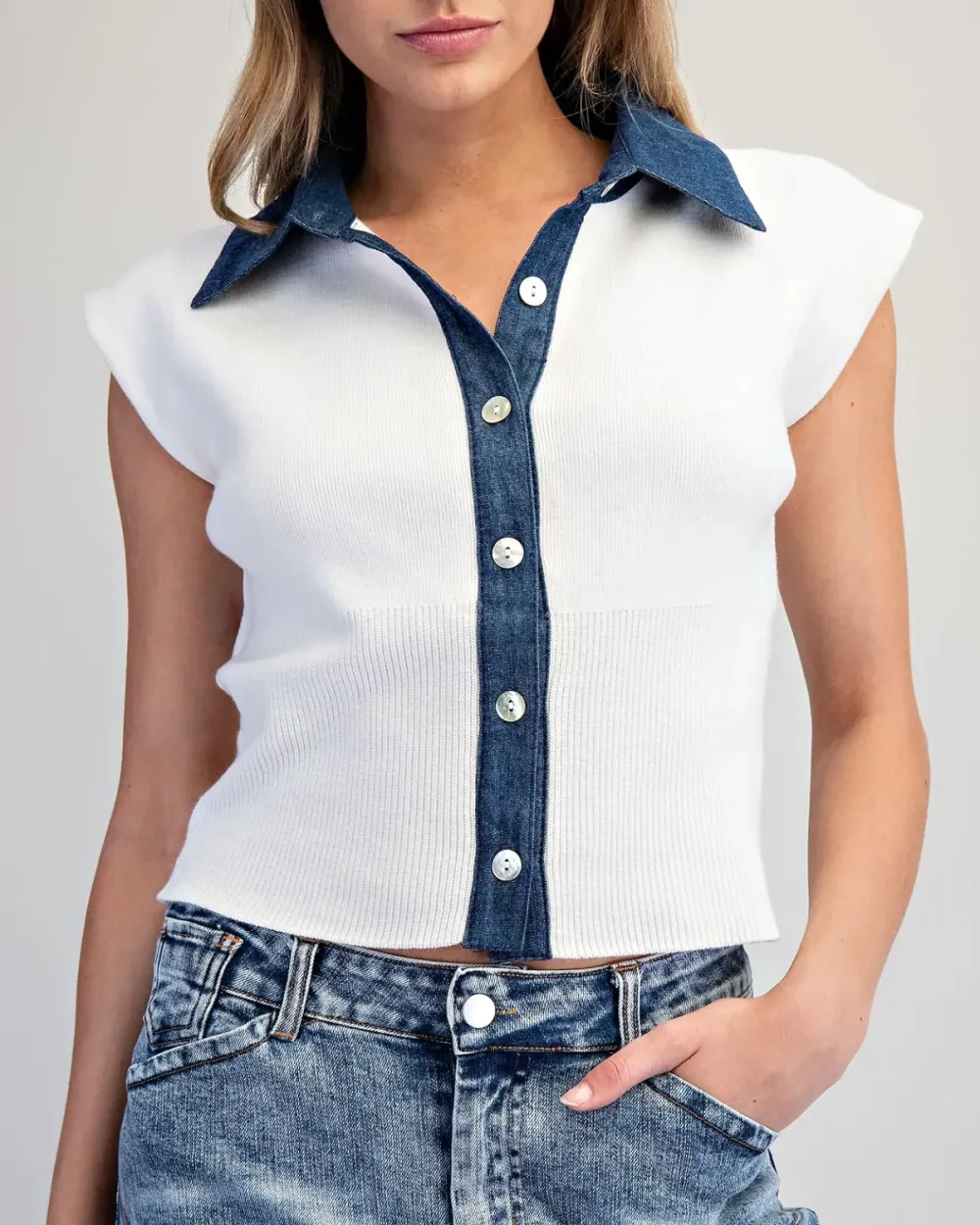 Relaxed Contrast Top Blouses & Shirts