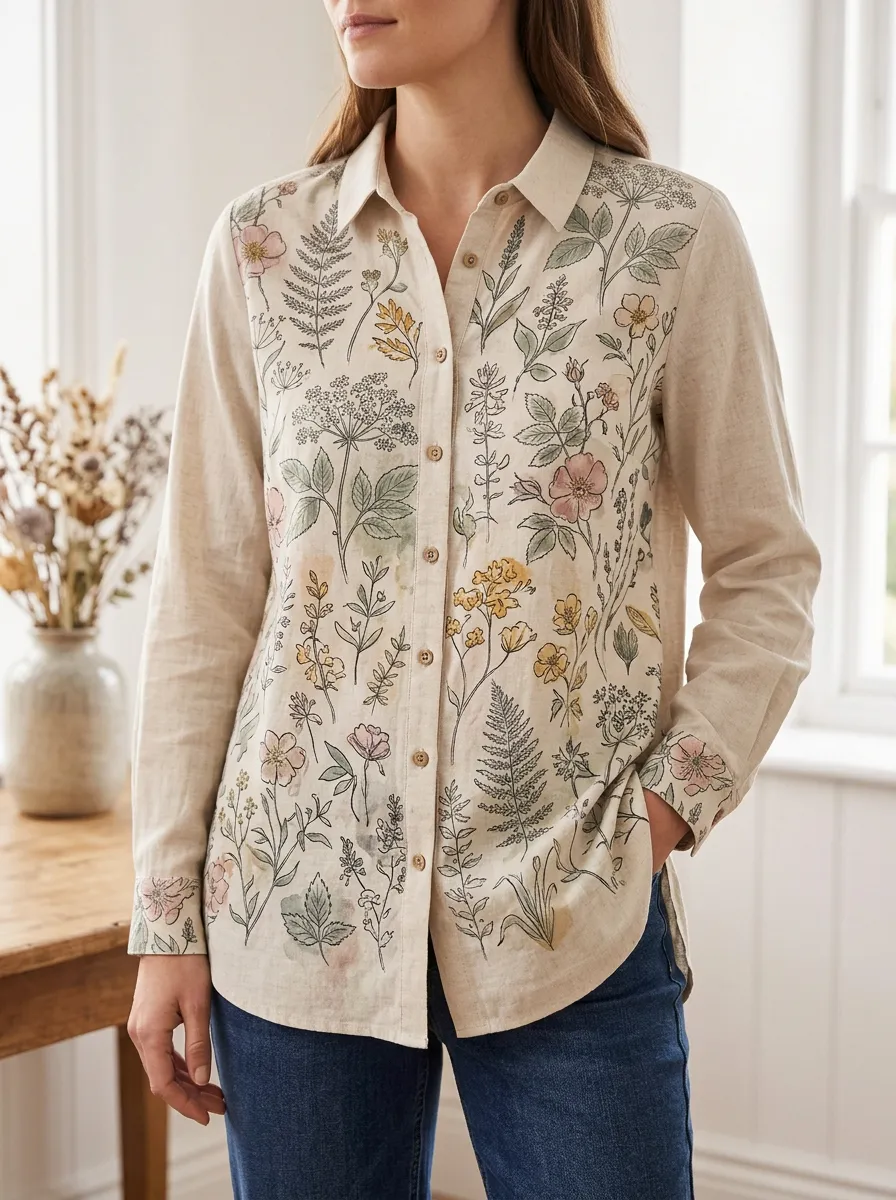 Women's Terrain Botanical Nature Lover Wildflower Shirt