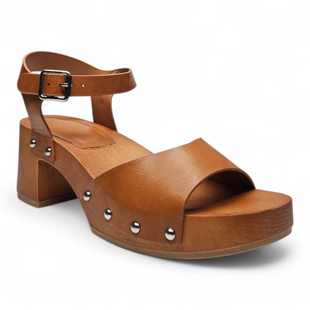 Del Mar Wooden Platform Buckle Heel Sandal