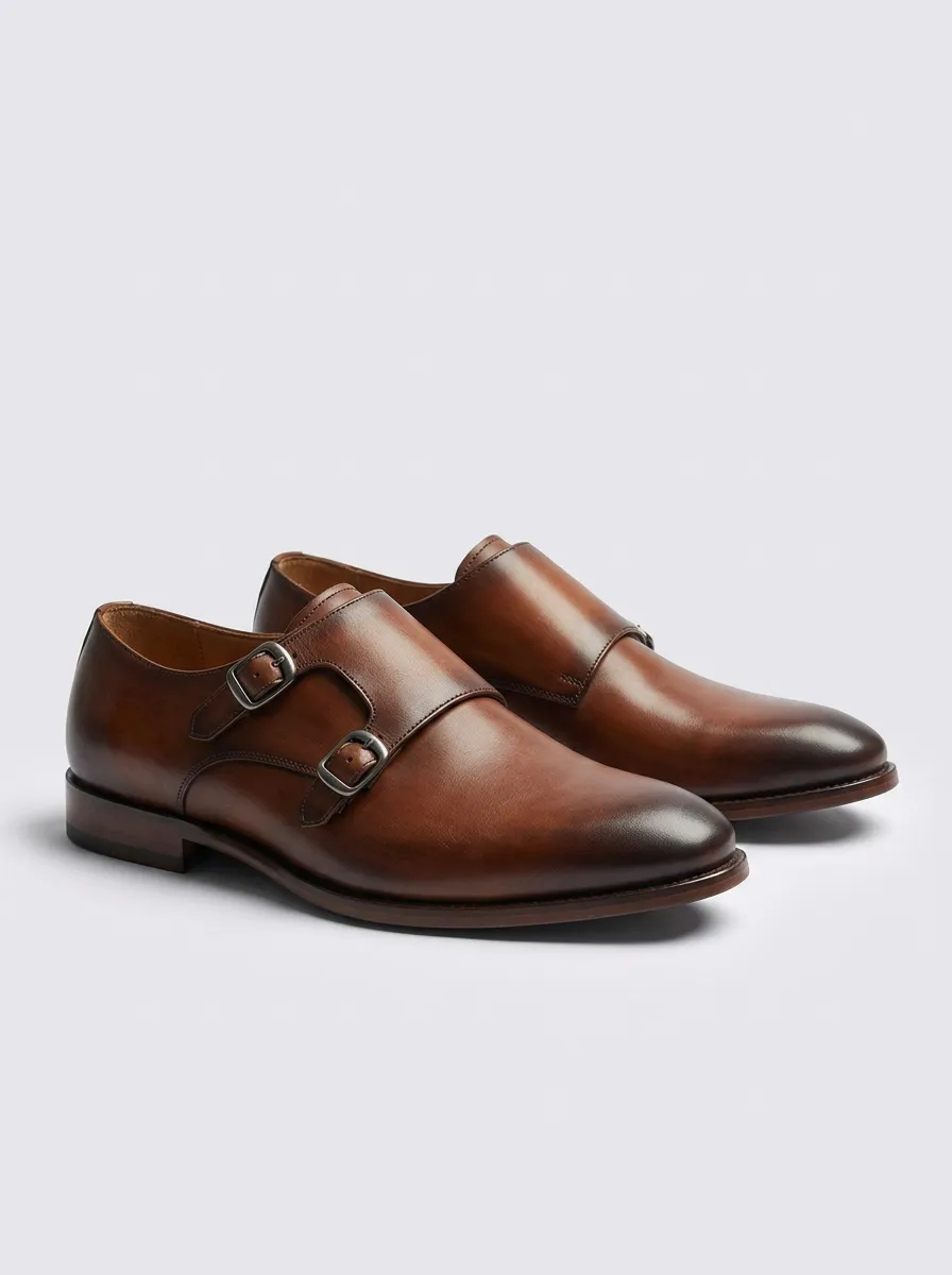 Men's Everyday Classic Business Leather Double Monk Strap Shoes
