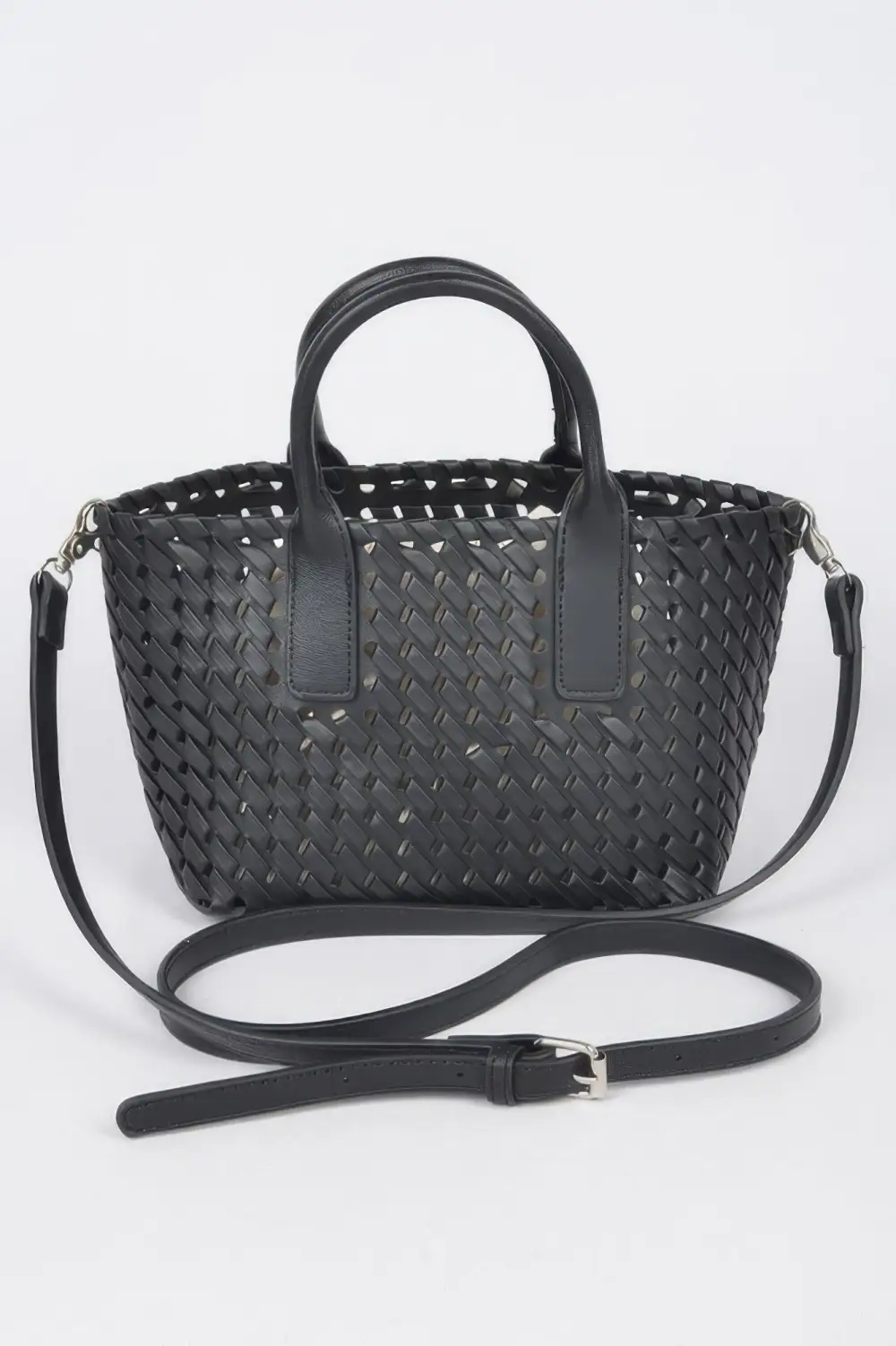 Faux Leather Braided Tote Bag