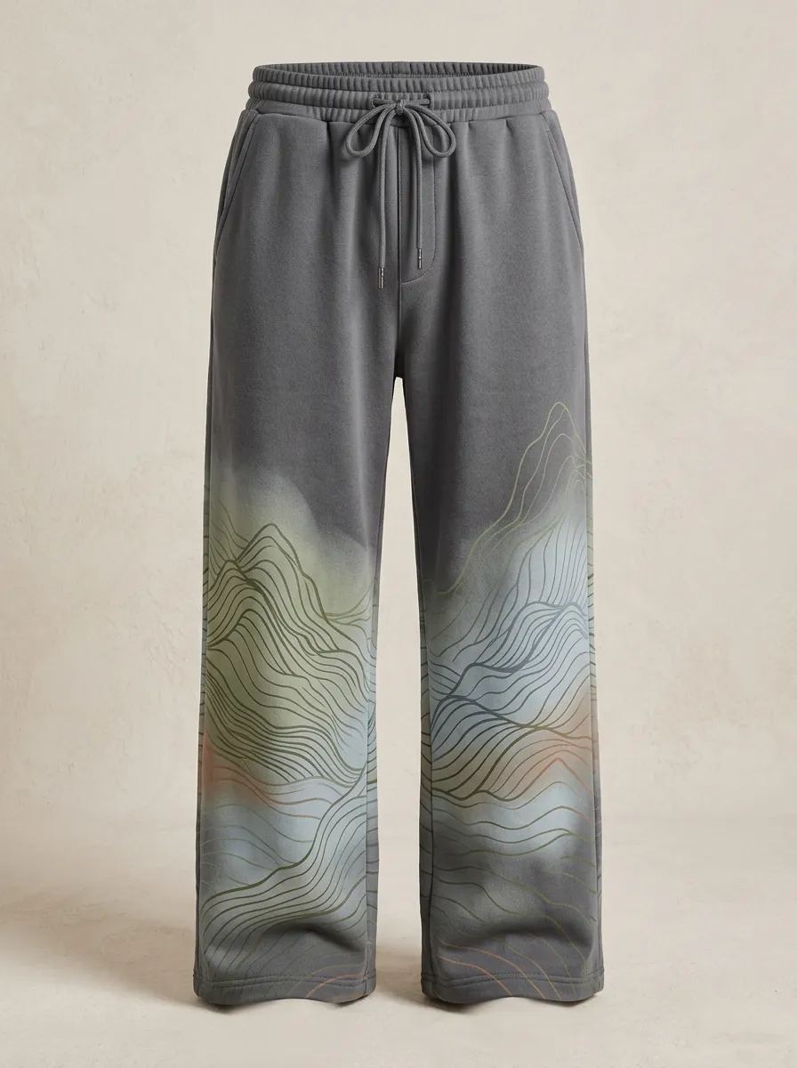 Unisex Mountain Contour Line Sweatpants