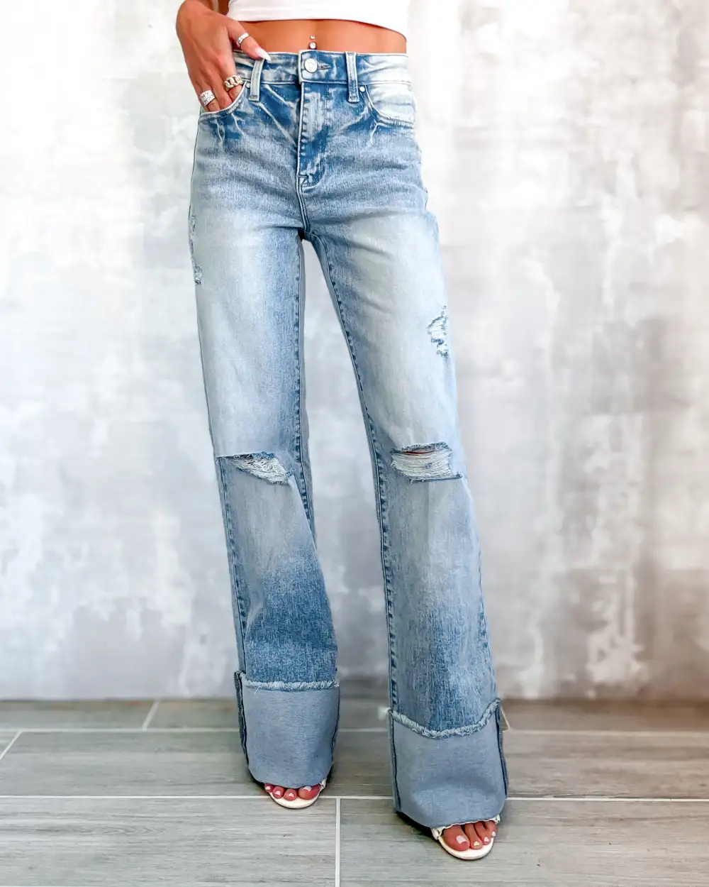 Modern Flared Cuffed Jeans