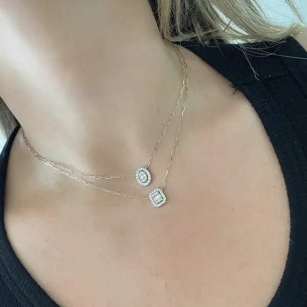 Polished Paperclip Diamond Necklace