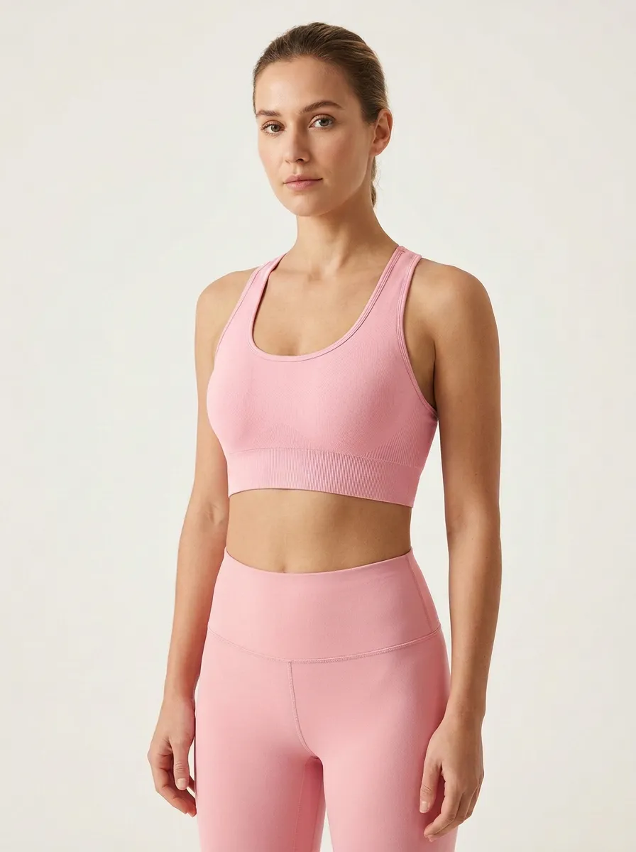Women's Rose-Detail Scoop-Neck Racerback Sports Bra