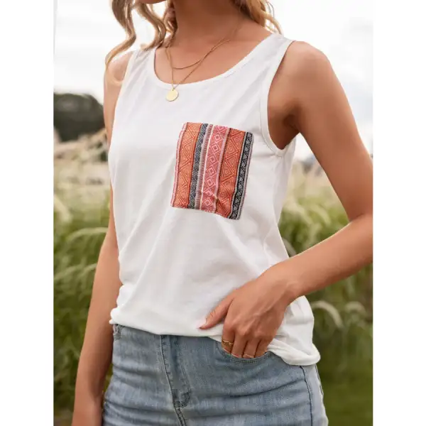 Pocketed Round Neck Tank