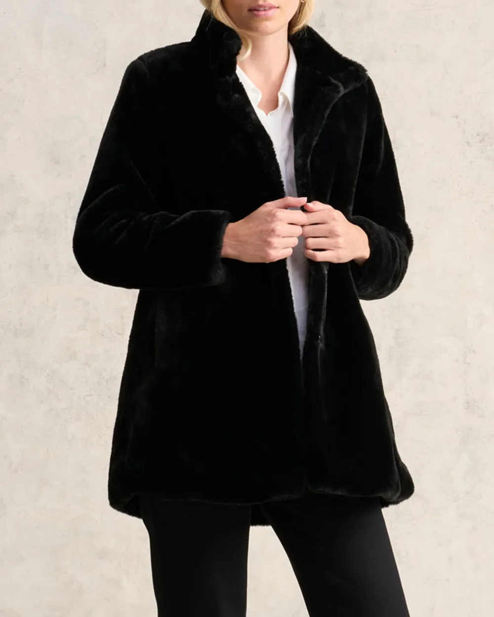 Textured Faux Fur Coat