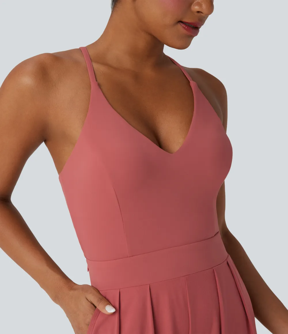 Breezeful Wide Leg Quick Dry Casual Slip Jumpsuit with Pockets-Easy Peezy Edition