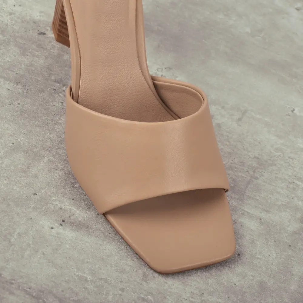 Square Open Toe Mule Chunky Heel Sandals