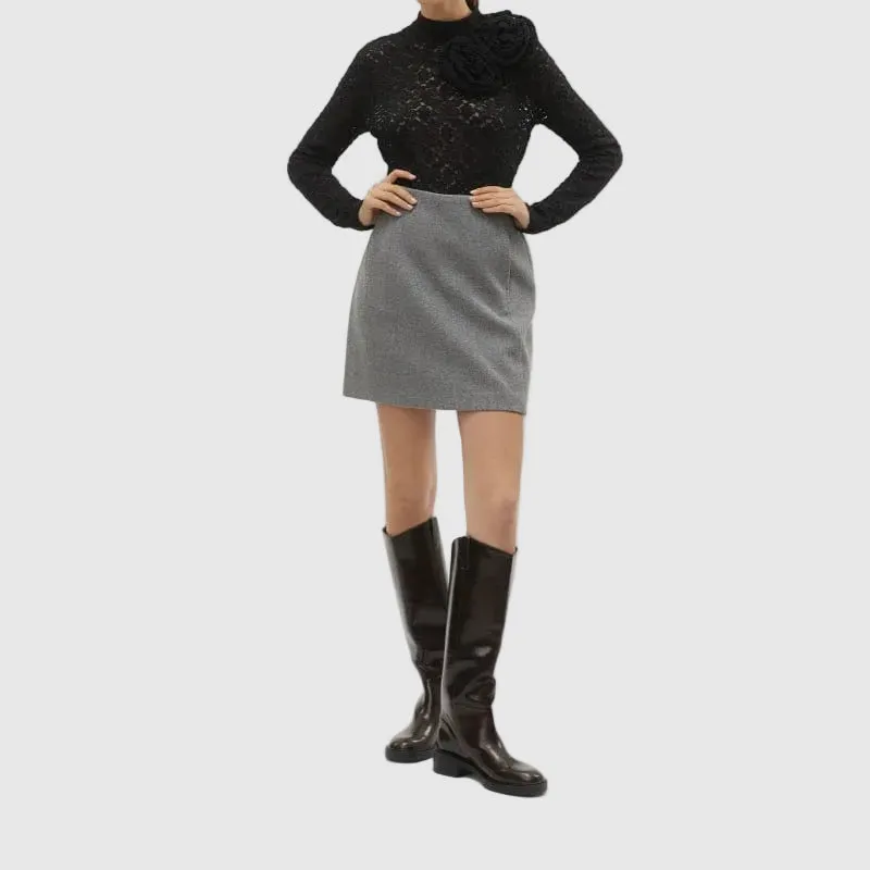 High Waist Zip Mini Skirt